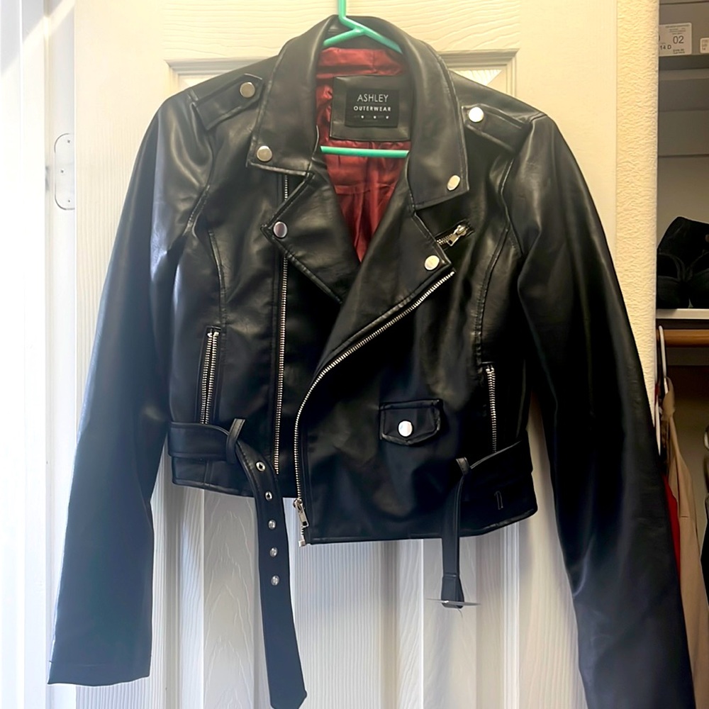 Fashionable black, leather jacket